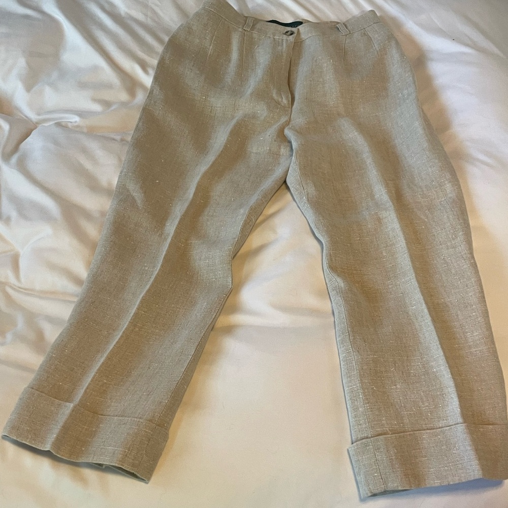 💯 LINEN Ladies Tan Pants - Picture 6 of 9